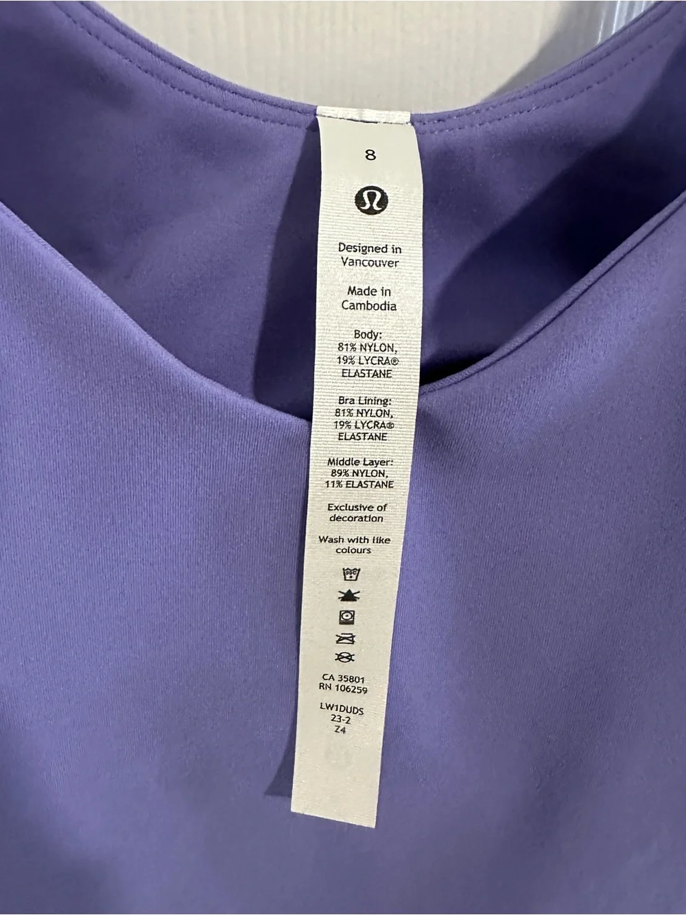 Lululemon Align Tank Top A/B Cup Dark Lavender Size 8-NWT